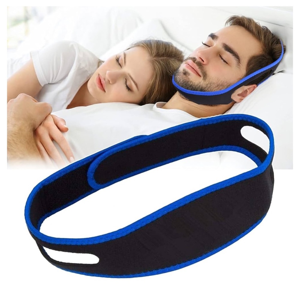 Black and Blue Adjustable Anti-Snoring Chin Strap